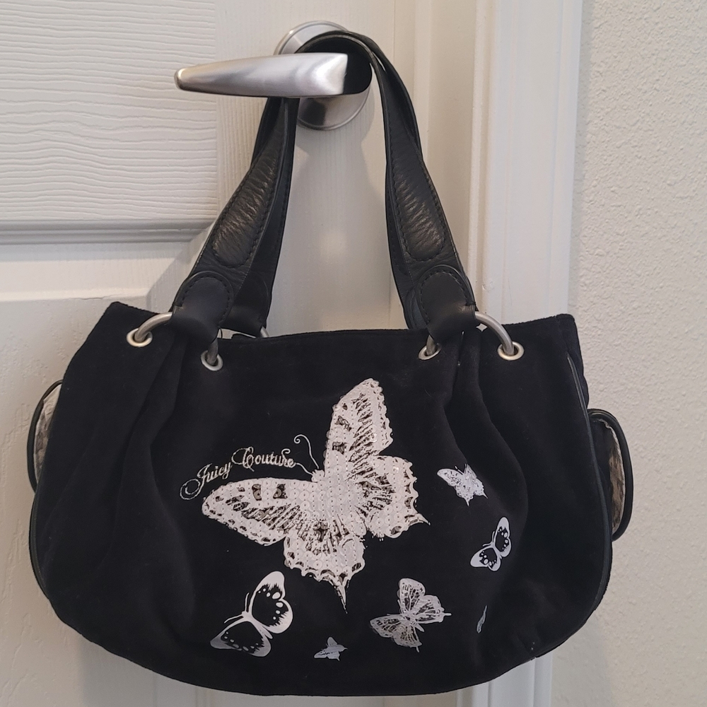 Juicy Couture black velvet velour purse